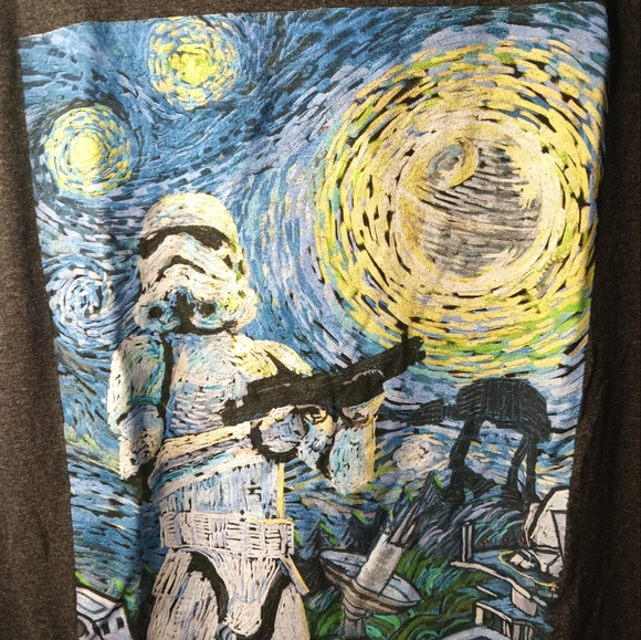 Star Wars Men’s Size Medium Gray Storm Trooper Starry Night Short Sleeve T-Shirt - Picture 3 of 5